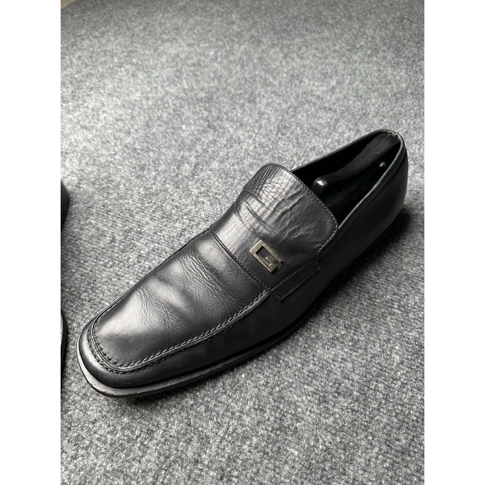 Mens Dress Shoes Gucci Black Leather Moc Toe Slip On, Size US 12 D - Picture 2 of 9